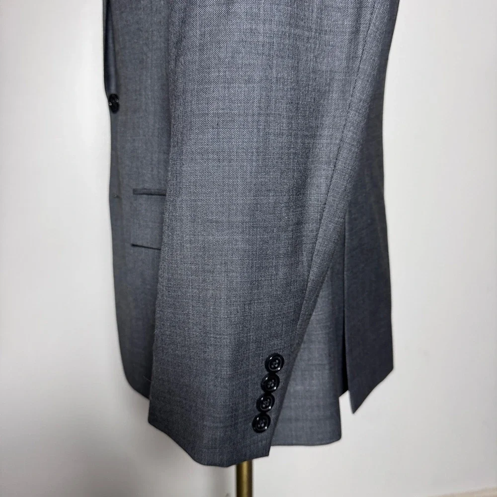 J.Crew Thompson Blazer Mens 40S Gray Solid Wool Two Button Notch Lapel Jacket